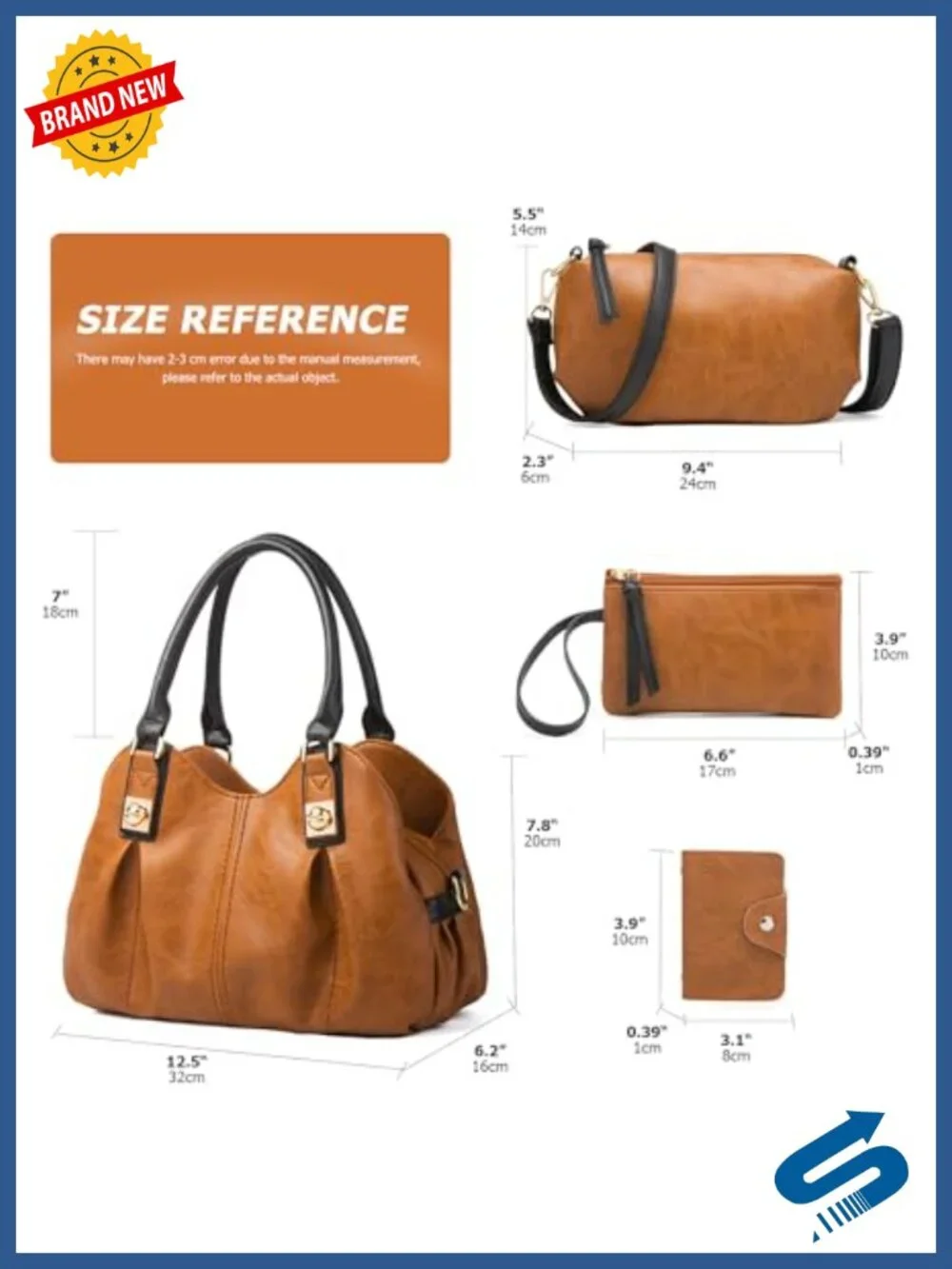 PU Leather 4-Piece Tote Handbag Set with Top Handle Satchel, Crossbody & Clutch